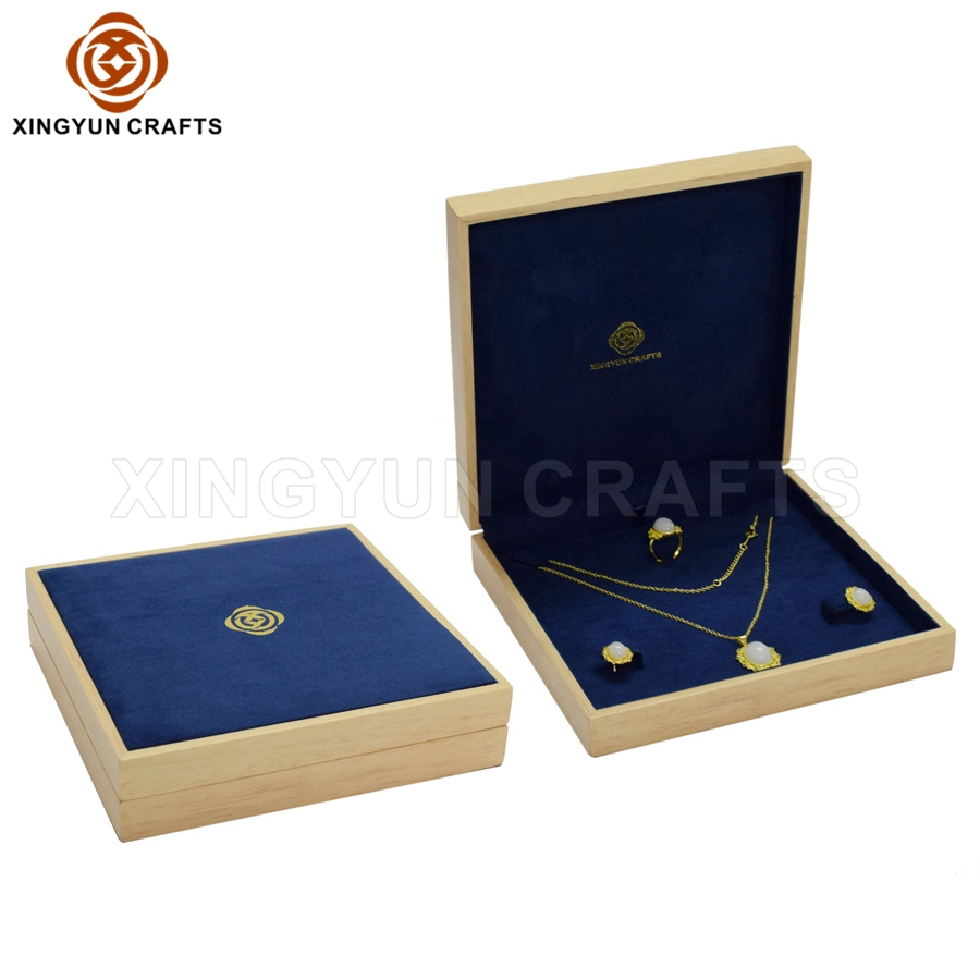 Luxury Walnut Handmade Custom Logo Ring Earring Pendant Jewelry Packaging Set Box with Velvet Insert Pad