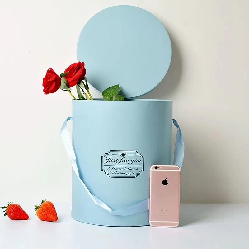 Wholesale Large Size Cylinder Packing Box Valentine Flowers Packaging Gift Box with Hot Stamping Printing