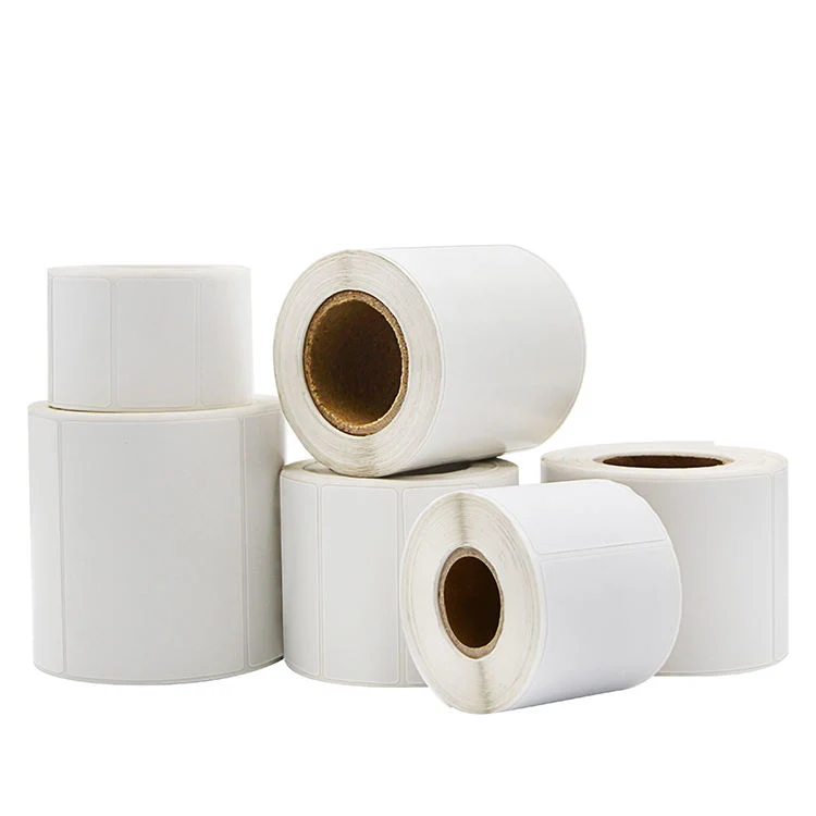 OEM Blank White Custom Printing Direct Thermal Barcode Paper Labels Sticker Rolls