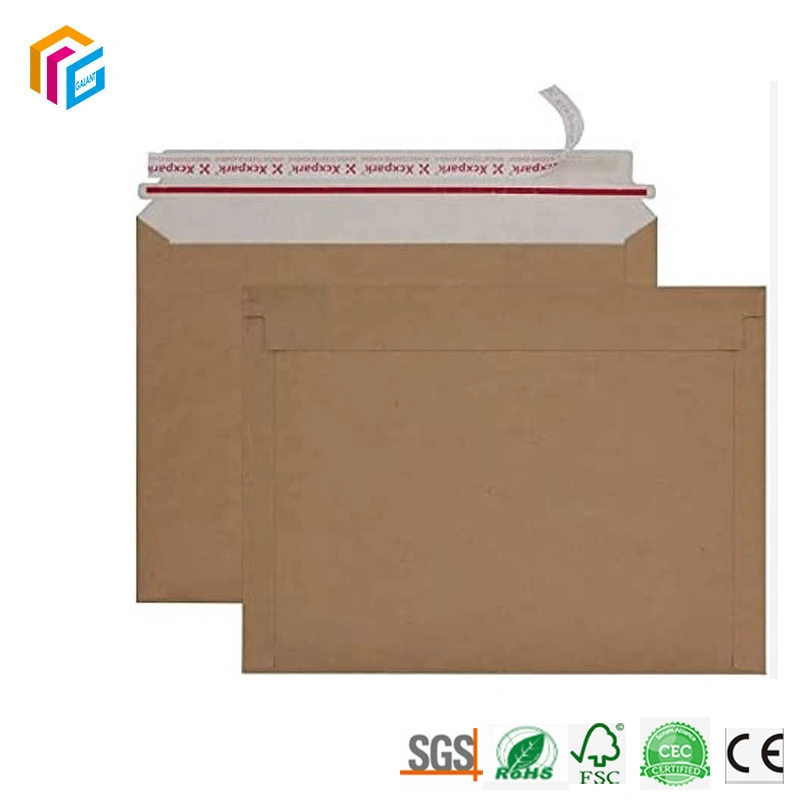 Custom Recycled Kraft Paper Rigid Photo Mini Do Not Bend Envelopes Printed Cardboard Mailer Stay Flat Envelope for Packaging
