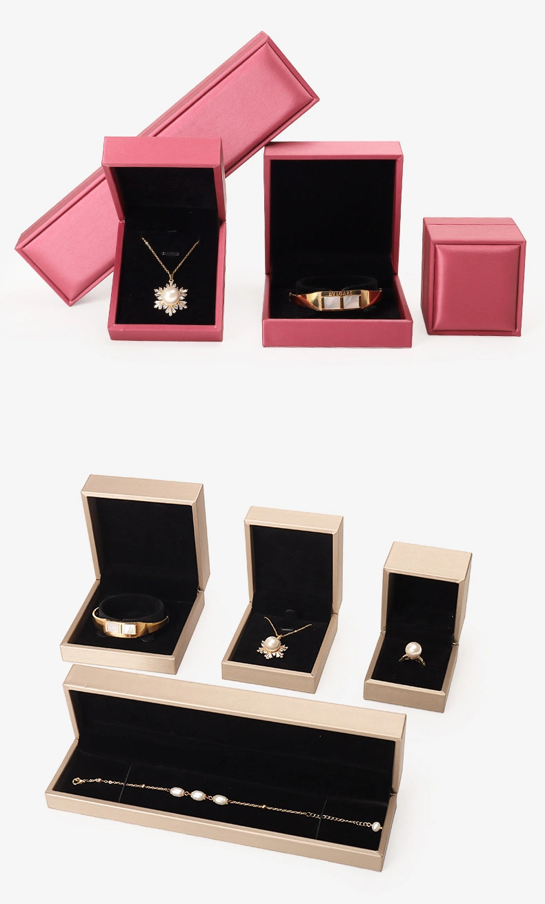 Custom Logo Wholesale Luxury Faux Leather Blue Jewelry Earrings Bracelet Necklace Ring Packaging Storage Gift Jewellry Boxes