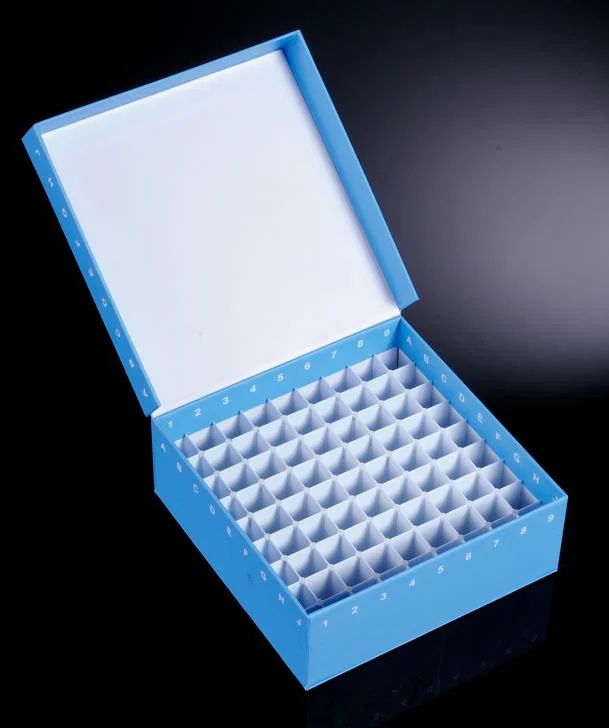 81 100 Well 1 2 3.75 Inch Hinged Lid ID-Color Cardboard Freezer Boxes for Storage