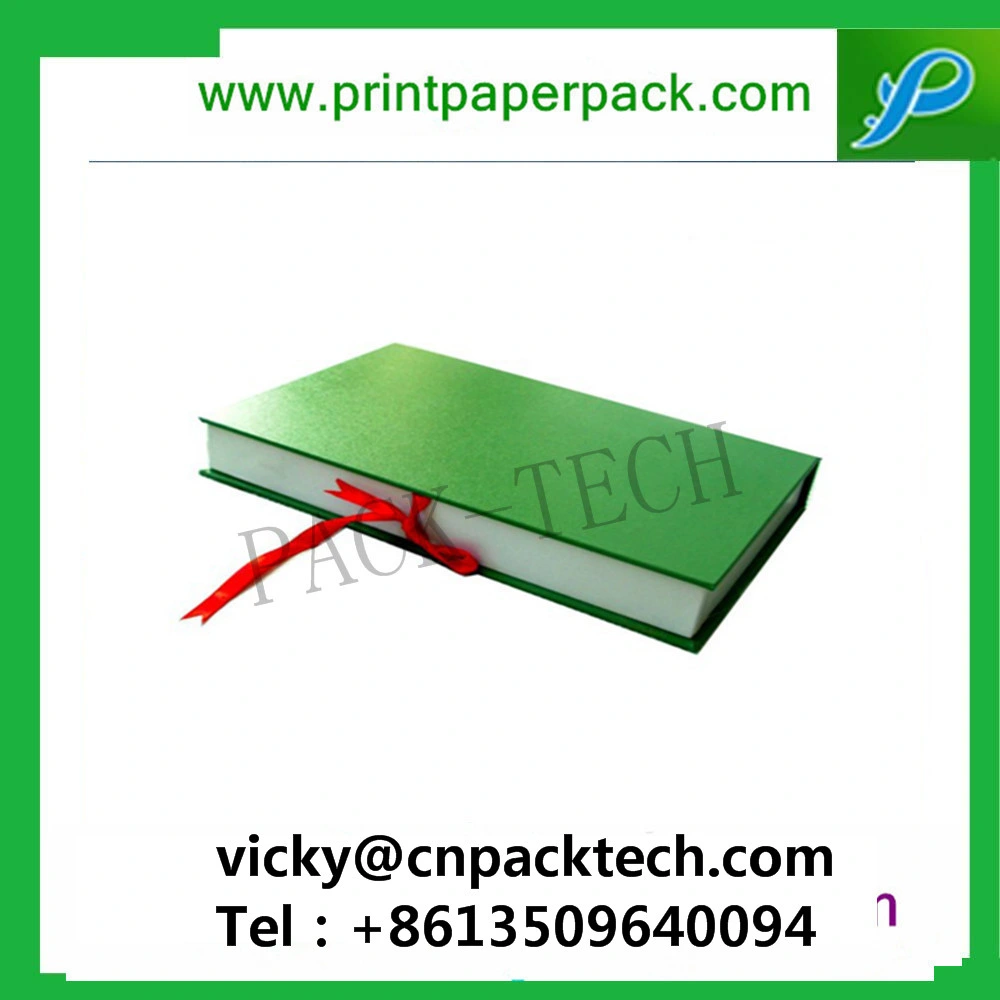 Customized Ribbon Hinged Closure Easy Stock Cardboard Cosmetic Paper Box Suit Foldable Book Style Gift Packaging Box