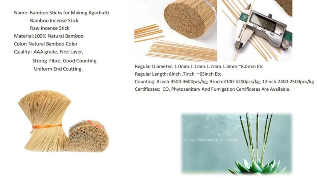 Factory Wholesale Price Bulk Packaging Bamboo Sticks Used for Incense Sticks
