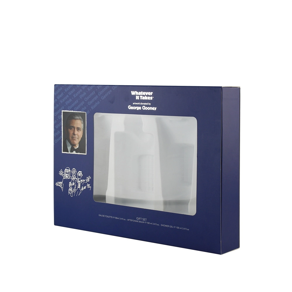 Custom Logo Printed Cardboard Paper Perfume Cosmetic Packaging Box with Window/Plastic Tray