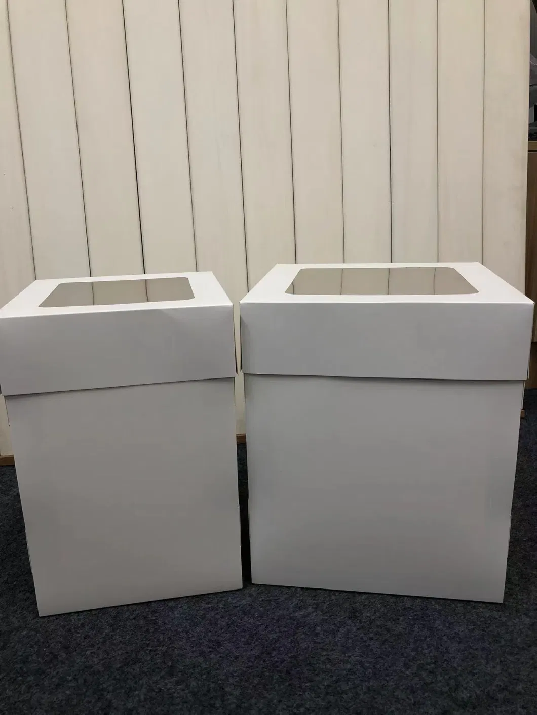 White Wedding Cardboard Cake Boxes 8X8X12 Inch Cake Boxes in Bulk Large Tall Package Box with Clear Window