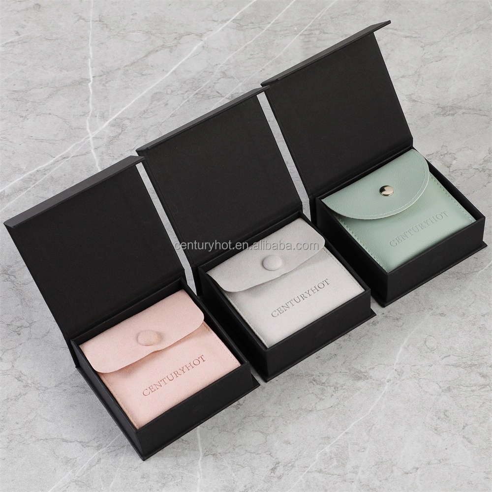 Puppysew 9*9*3.5cm Black Luxury Flip Magnetic Necklace Jewelry Box with Logo Cardboard Bracelet Ring Necklace Jewelry Box