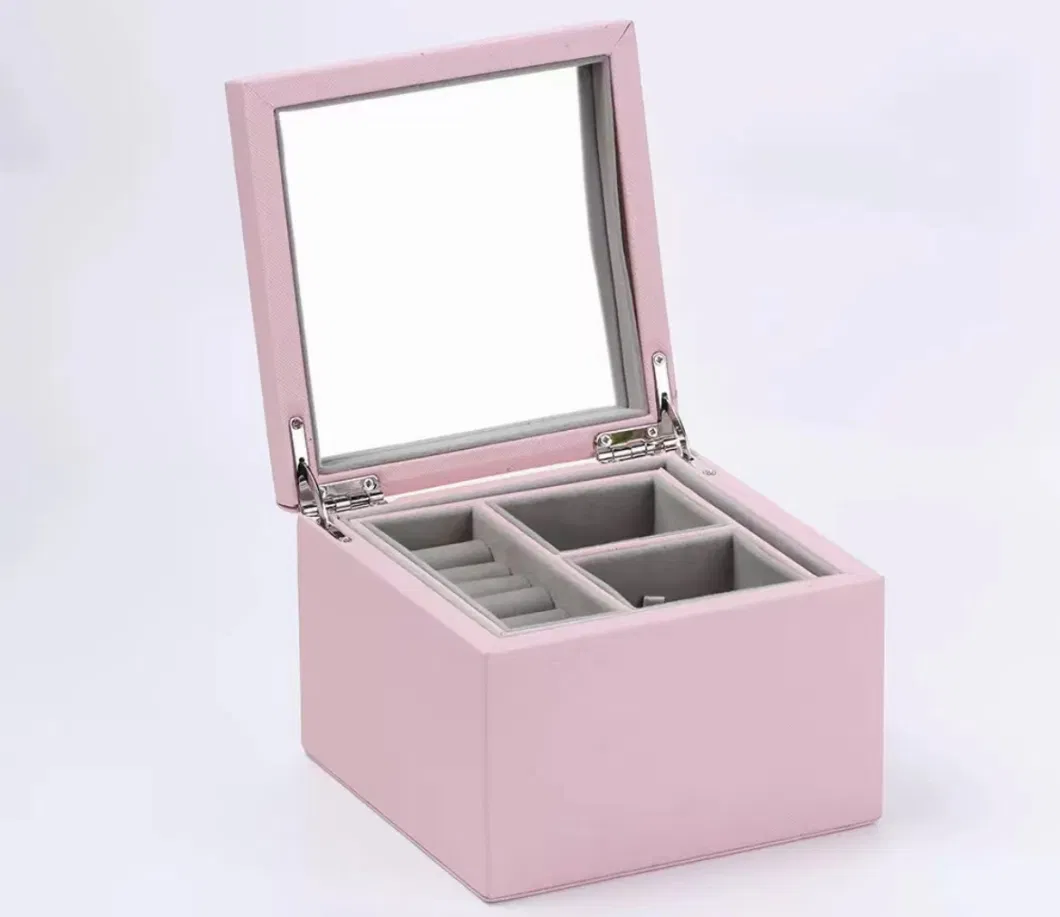 Wholesale Luxury Travel Jewelry Box Organizer for Bangle Ring Earrings Necklace Storage Case with Mirror