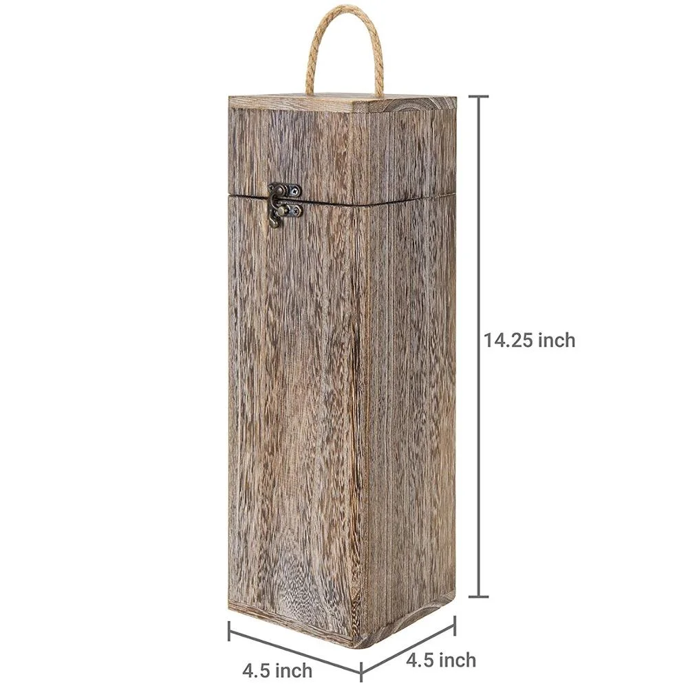 Customization Wood/Wooden Gift Box with Rope Handle for Red Wine Packing/Storage