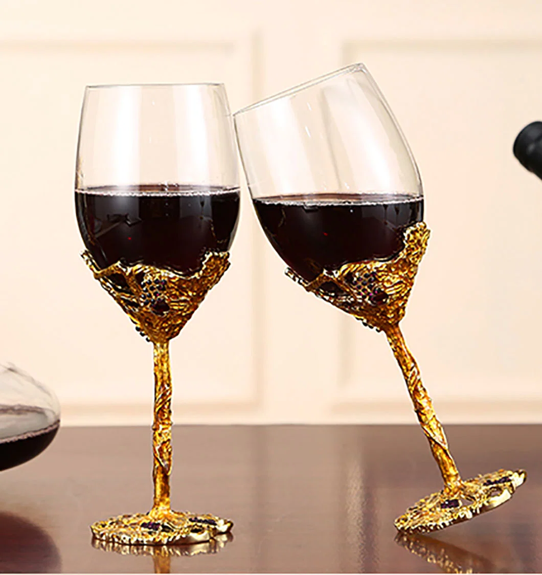 Enamel Crystal Wine Glass Decanter Set Creative Wine Tall Glass Premium Wedding Gift Box