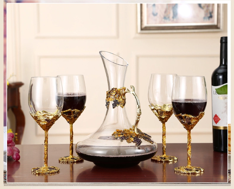 Enamel Crystal Wine Glass Decanter Set Creative Wine Tall Glass Premium Wedding Gift Box