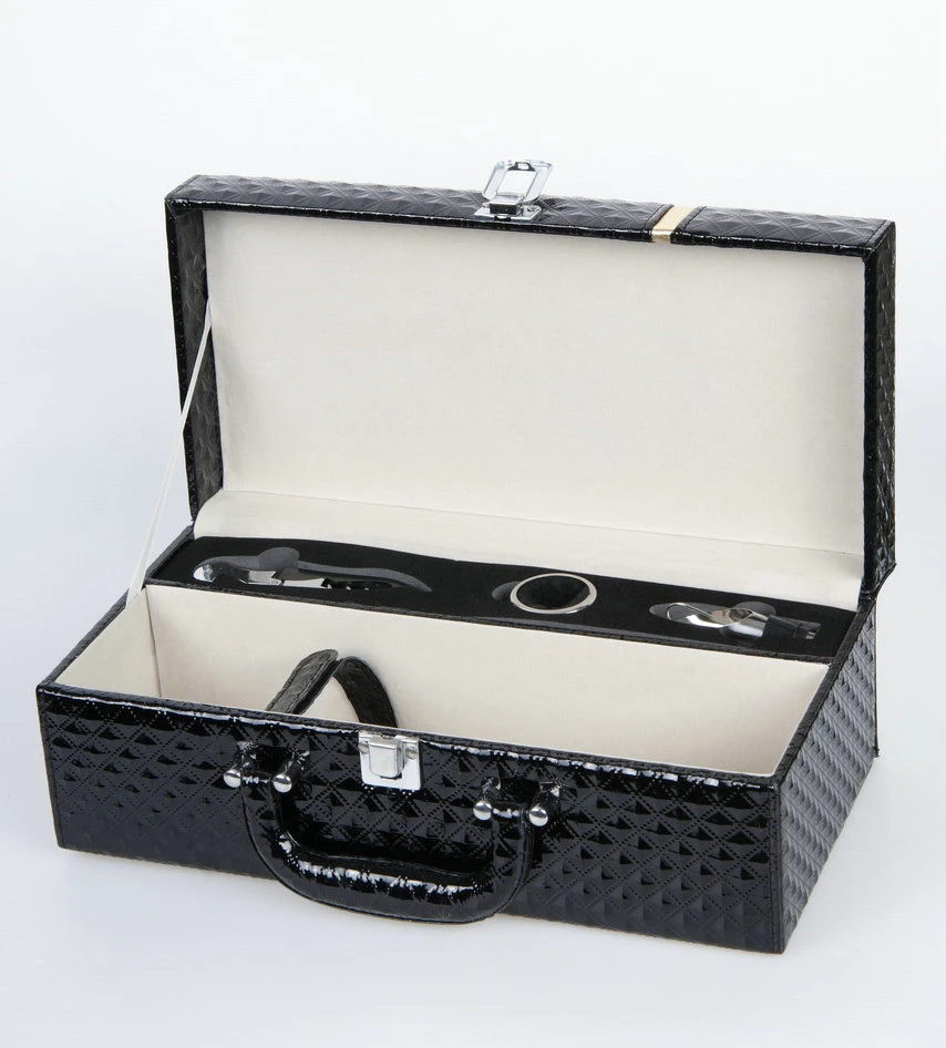 Portable Single Wine Bottle Packaging Leather Box Custom Storage Gift Luxury Classic
