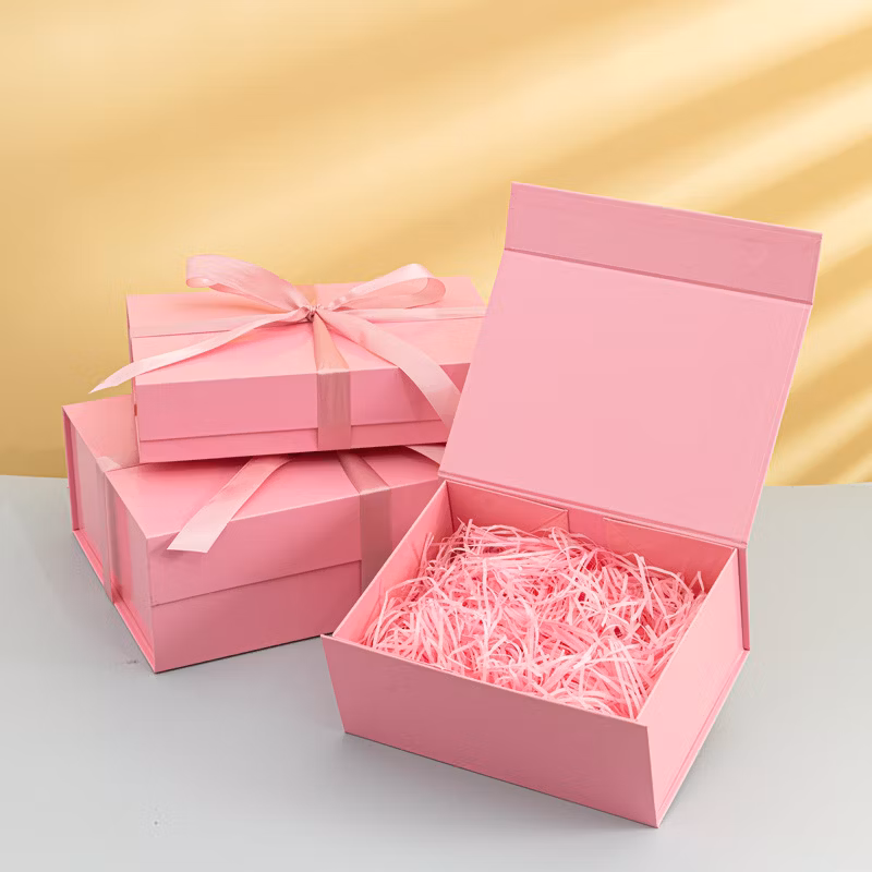 Book Style Paper Gift Box with Ribbon Closure, China Wholesale Custom Logo Printed Paper Packaging Carton Box