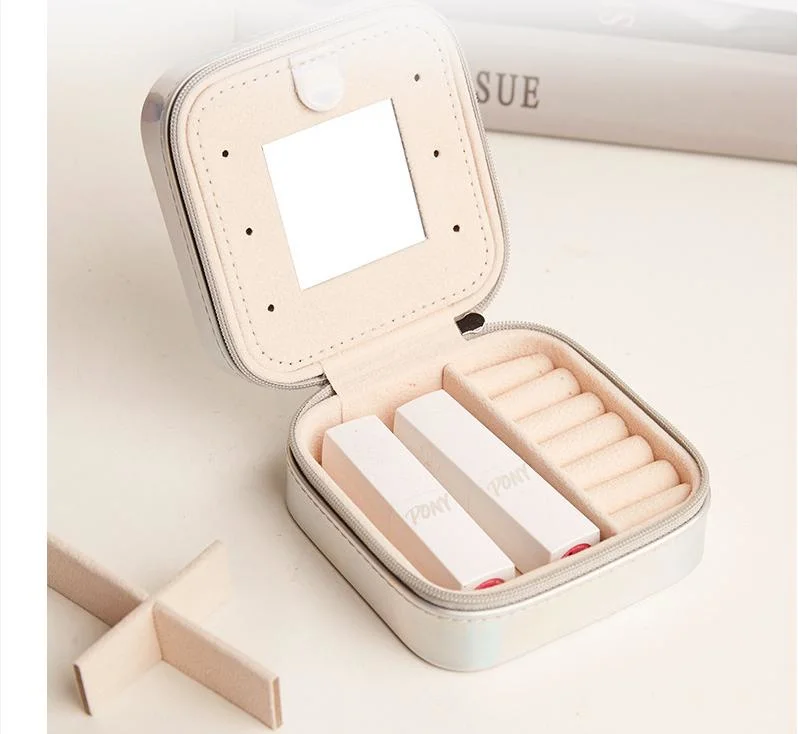 Wholesale Leather Jewelry Box Luxury Earring Bracelet Necklace Ring Box with Mirror