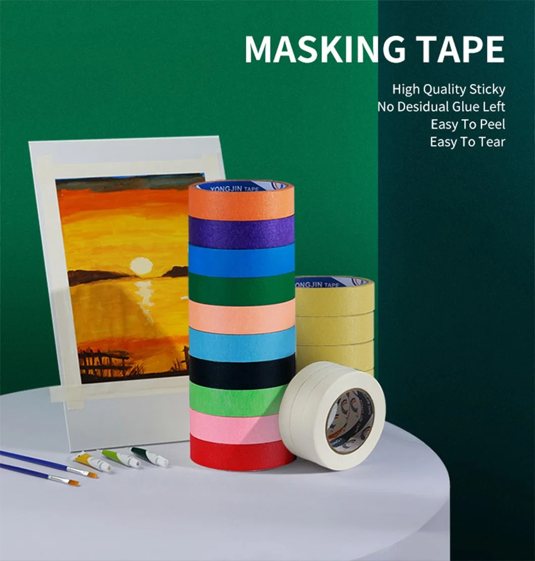 No Residue Rubber Glue Waterproof Jumbo Roll Crepe Washi Paper Car Washi Painter Masking Tape for Automotive