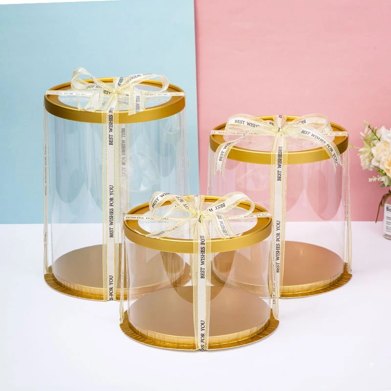 Disposable Plastic Cake Container Boxes for Cake Clear Gift Pastry Packaging Round Swiss Roll Custom Transparent in Bulk
