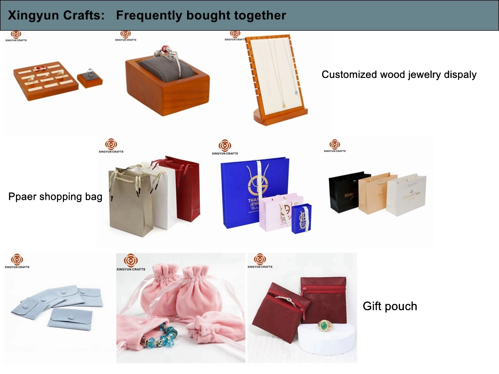Luxury Walnut Handmade Custom Logo Ring Earring Pendant Jewelry Packaging Set Box with Velvet Insert Pad