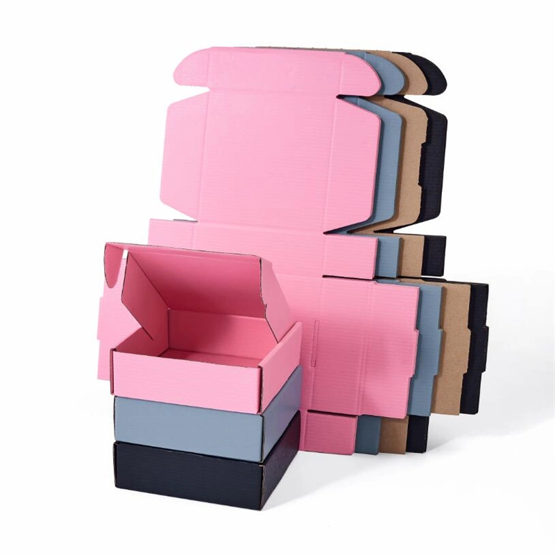 Customize Color Clothing Packing Shipping Boxes Cosmetic Pink Packaging with Paper Inserts