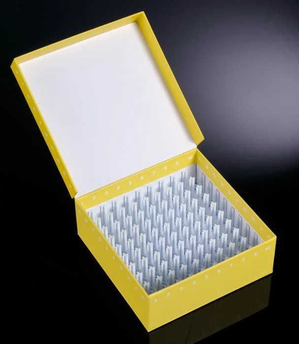81 100 Well 1 2 3.75 Inch Hinged Lid ID-Color Cardboard Freezer Boxes for Storage