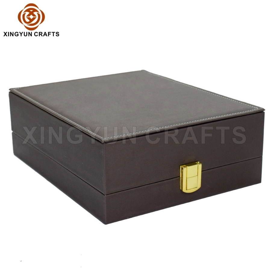 2023 New Personalized Wooden Jewelry Packaging Box Black Leather Travel Jewelry Collection Box Multi Jewelry Storage Case