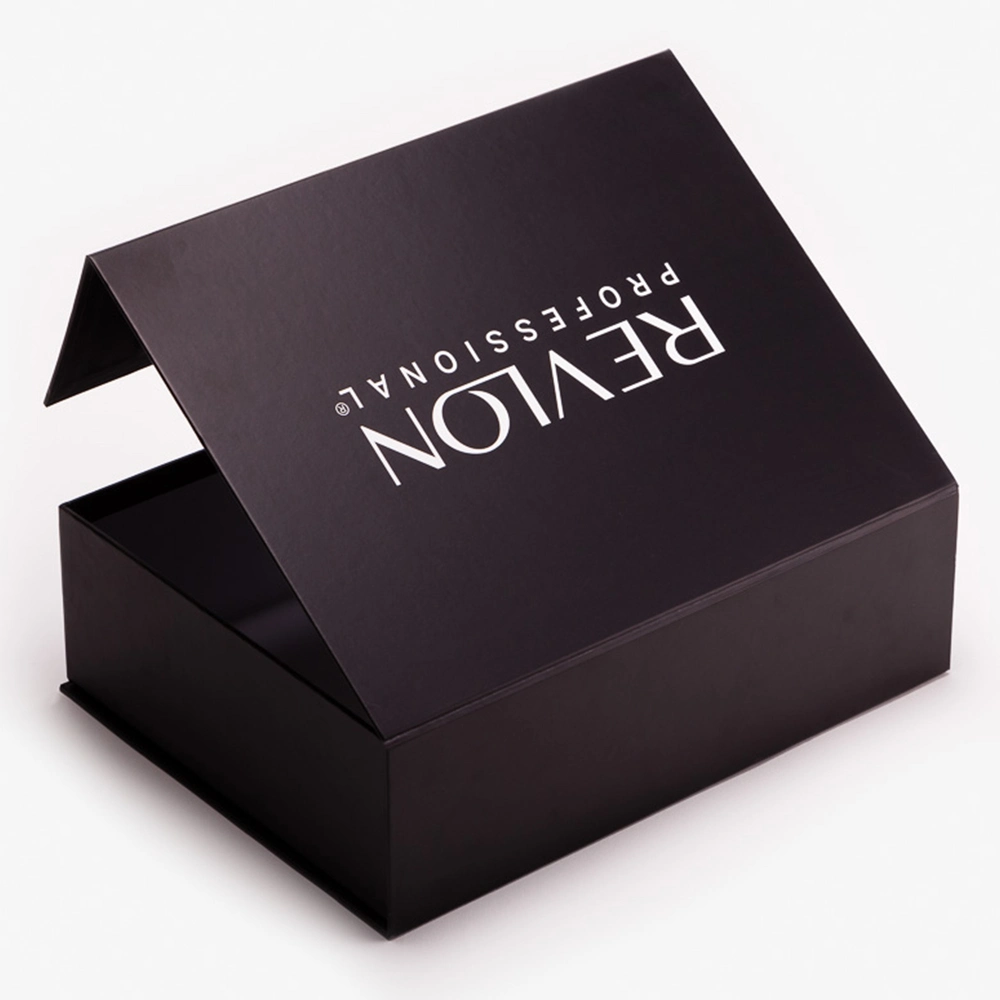 Custom Logo Rigid Cardboard Packaging Magnetic Lid Closure Black Book Shape Style Satin Gift Boxes