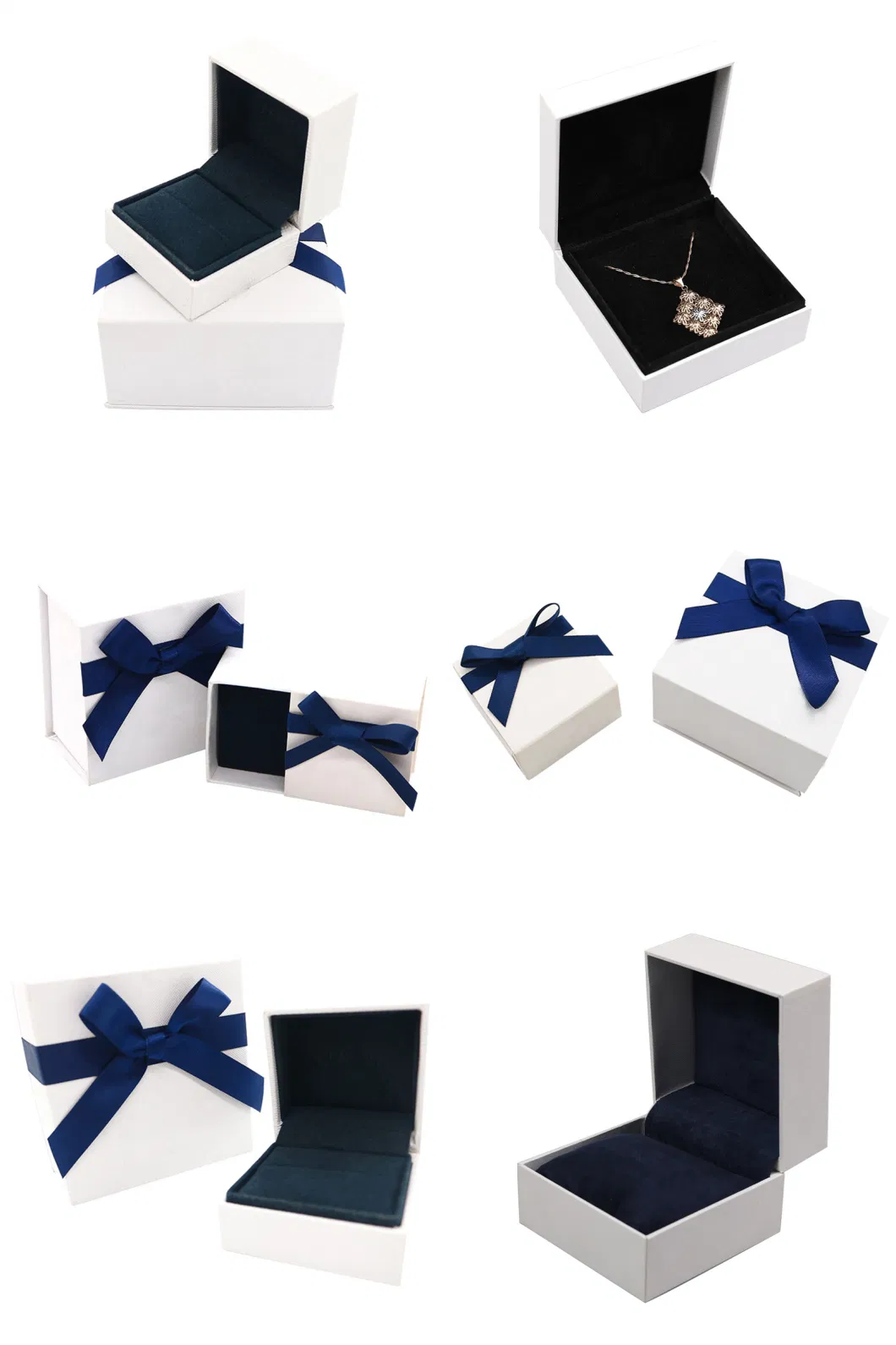 OEM Personalized Custom Design Logo Black Cardboard Custom Diamond Necklace Gift Packaging Box Luxury Jewelry Box