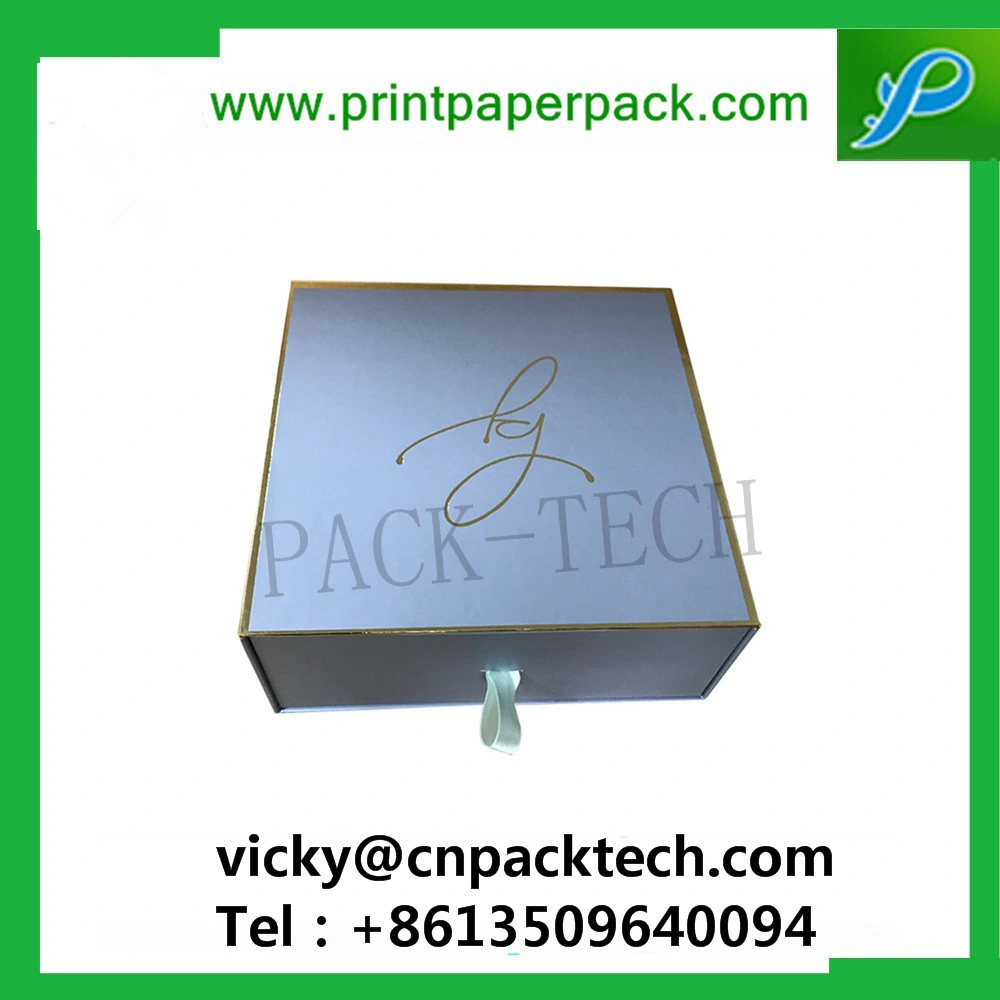 Customized Ribbon Hinged Closure Easy Stock Cardboard Cosmetic Paper Box Suit Foldable Book Style Gift Packaging Box