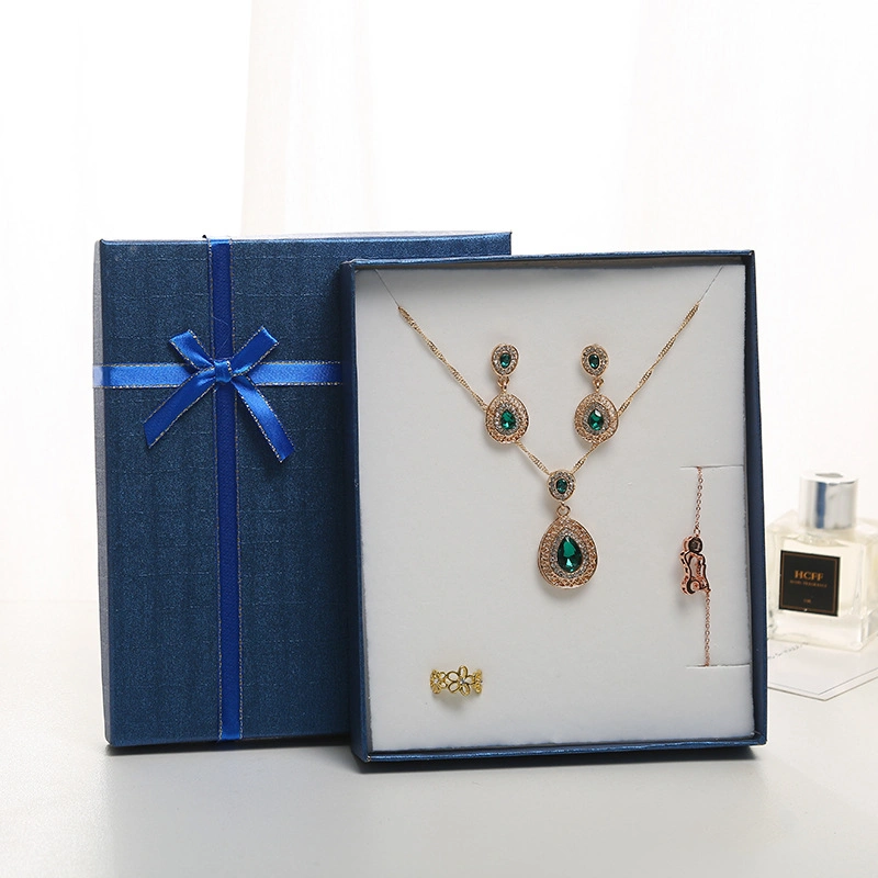 Jewelry Gift Boxes Set Small Cardboard Jewelry Boxes Packaging Necklace Earring Ring Box with Bow Knot Lids for Anniversaries Wedding Birthday