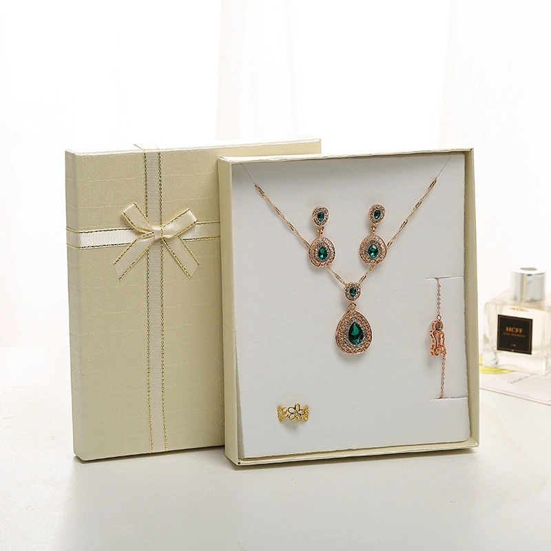 Jewelry Gift Boxes Set Small Cardboard Jewelry Boxes Packaging Necklace Earring Ring Box with Bow Knot Lids for Anniversaries Wedding Birthday