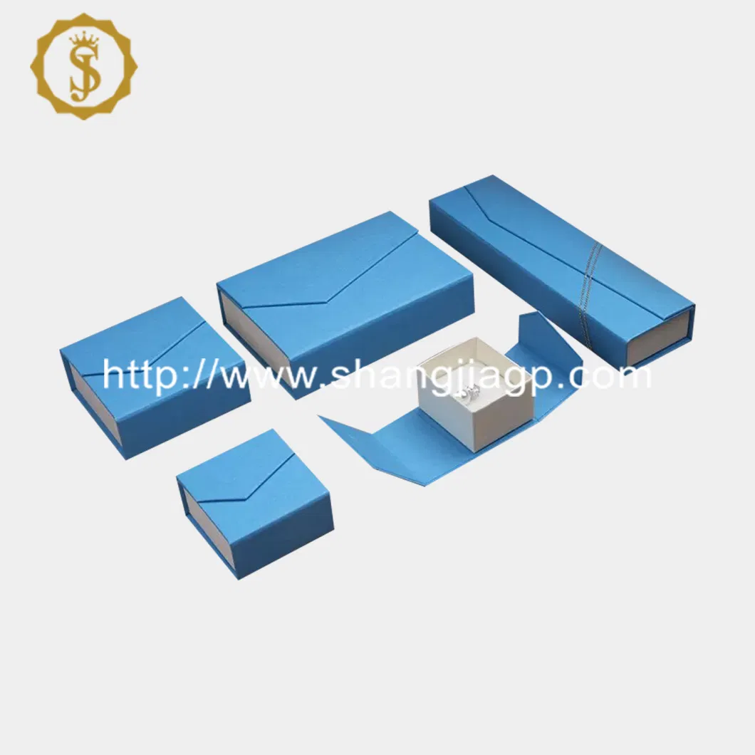 Sky Blue Men Magnetic Book Shape Style Jewelry Box for Man Jewellery Packaging