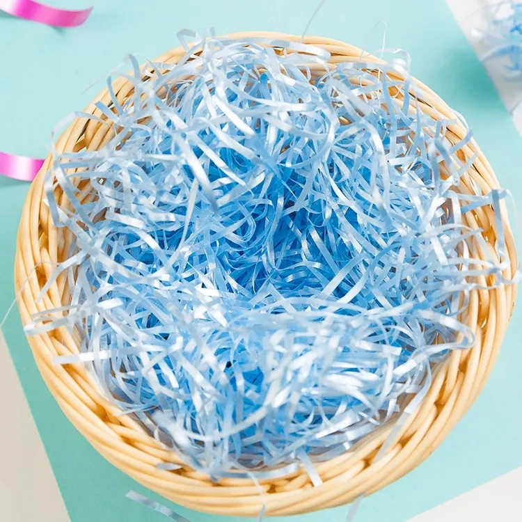 Multi-Colored Shredded Paper Crinkled Basket Raffia Grass for Gift Packaging Decorative Box Filler Filling Paper for Cosmetics