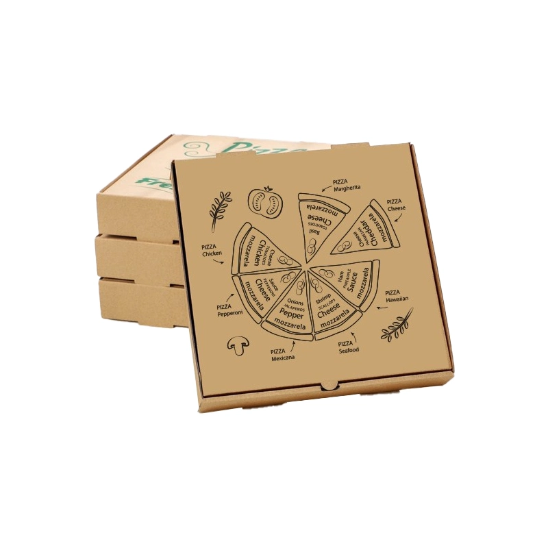 Custom Logo Printed Brown Kraft Paper Pizza Box Food Packaging