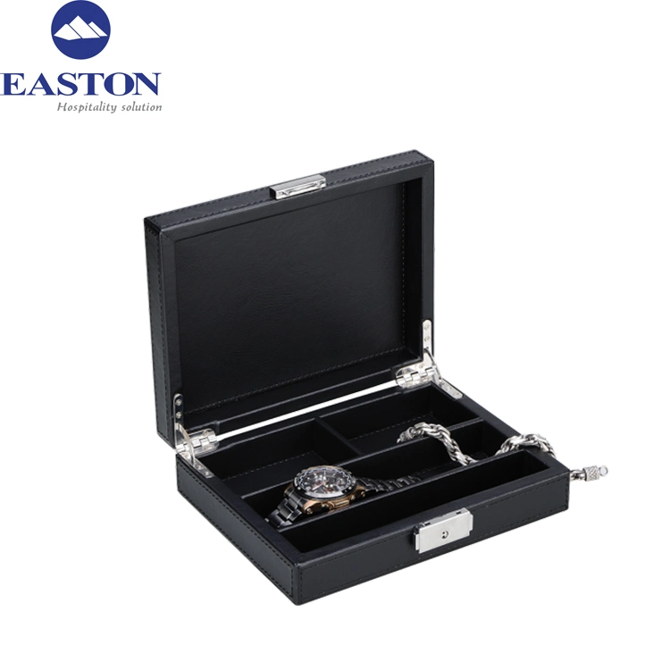 Luxury Hotel Black Leather Jewelry Box Personalized