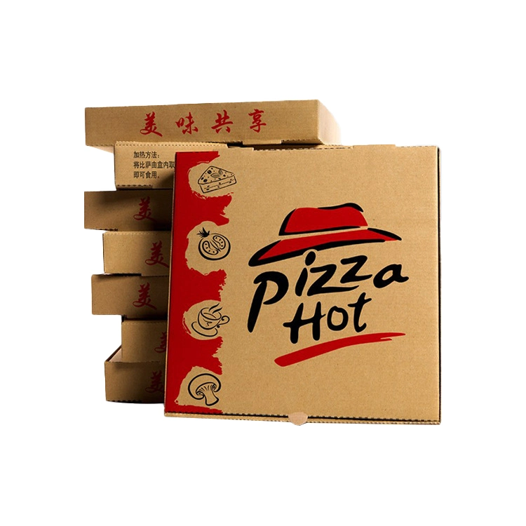Custom Logo Printed Brown Kraft Paper Pizza Box Food Packaging