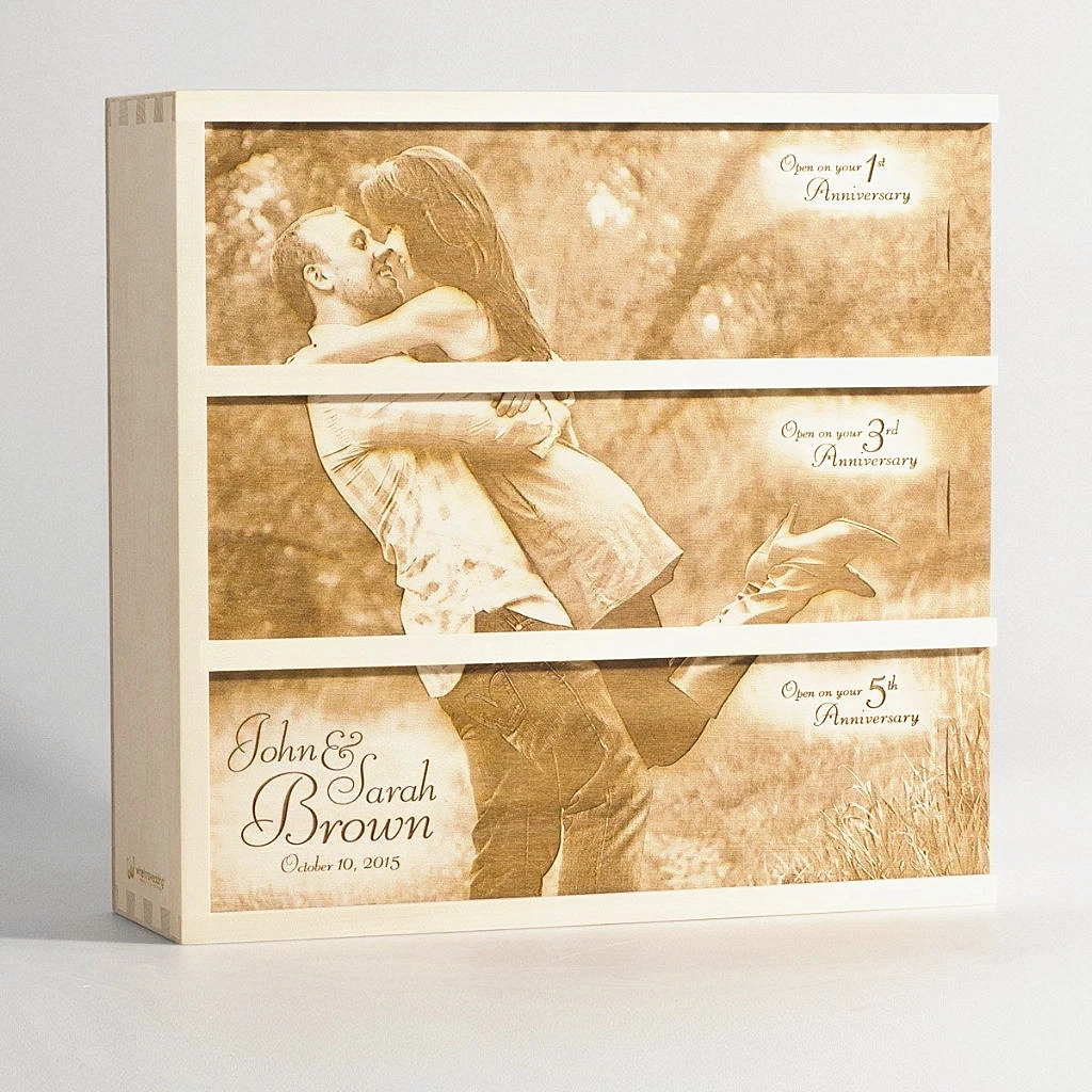 Personalized Wooden Wine Box for Wedding Couples Anniversary Gift Box