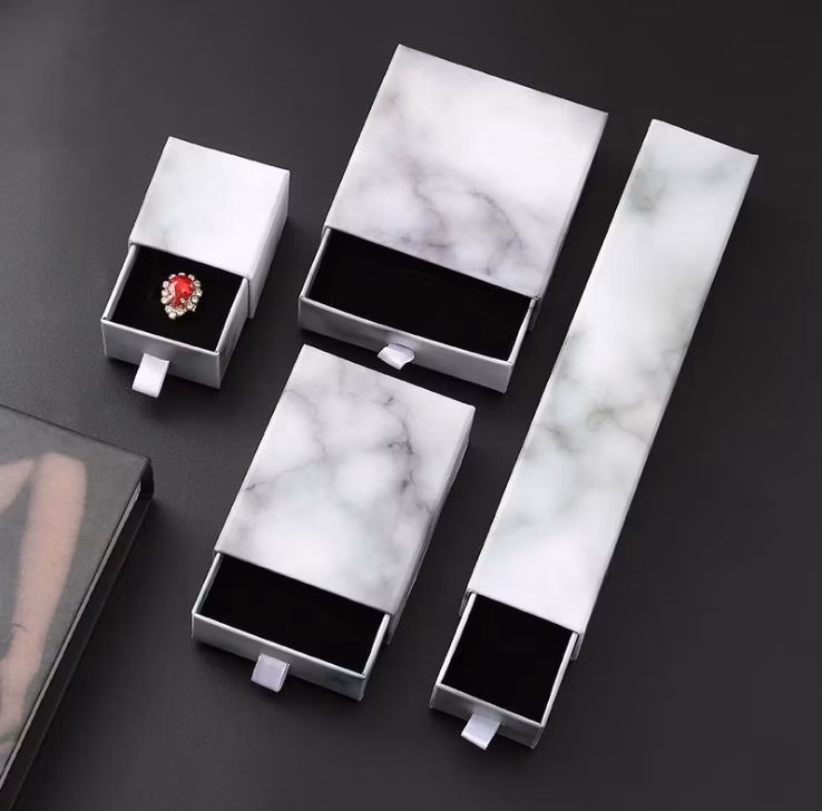 6 Colors and 4 Sizes of Cardboard Jewelry Gift Box, Necklace Box Bracelet Earrings Ring Jewelry Packaging Box Drawer Box Custom