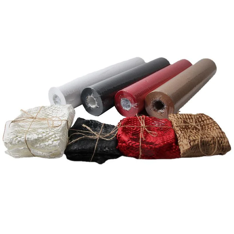 Eco Friendly Recyclable Packaging Materials 70GSM 80GSM White Black Brown Wrapping Roll Kraft Honeycomb Paper.