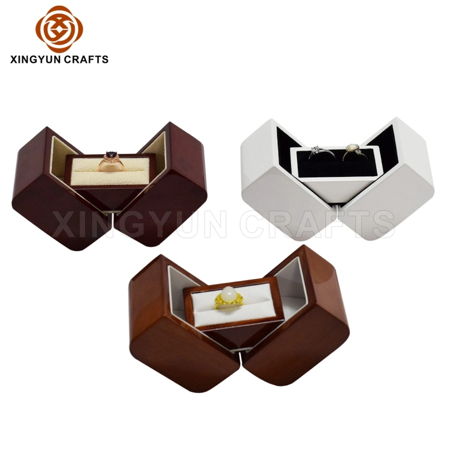 Luxury Walnut Handmade Custom Logo Ring Earring Pendant Jewelry Packaging Set Box with Velvet Insert Pad
