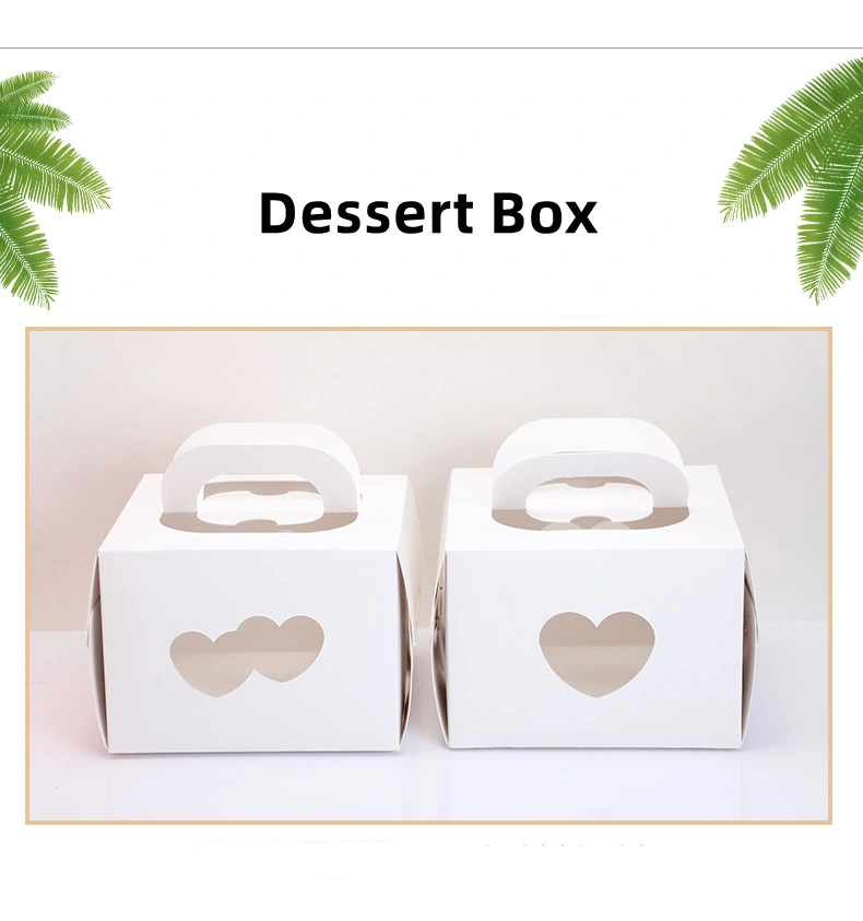 Custom Bulk Food Grade Bakery Packaging Folding Kraft Paper Birthday Dessert Cookie Cake Box with Handle