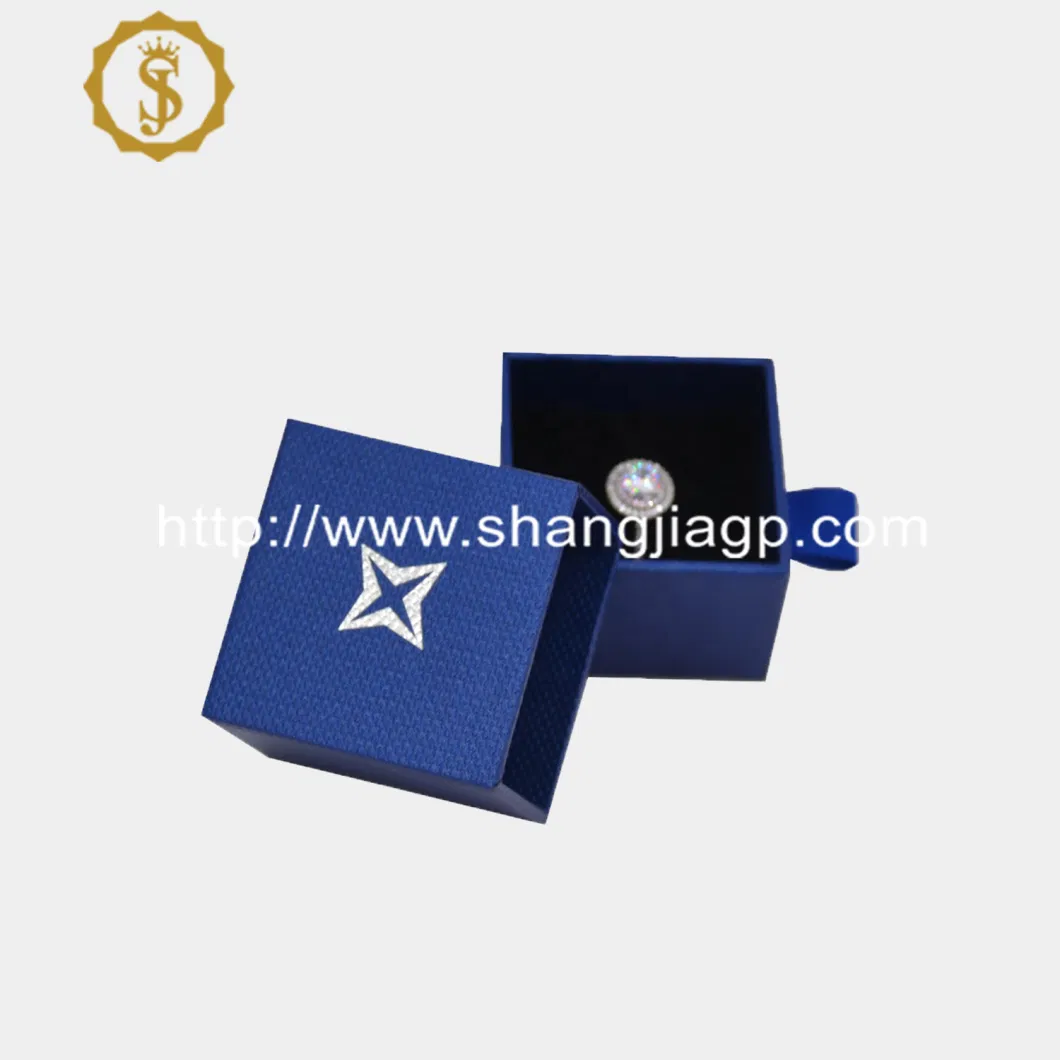 Luxury Unique Wholesale Custom Blue Drawer Cardboard Gift Packaging Necklace Earring Velvet Paper Jewelry Boxes with Logo