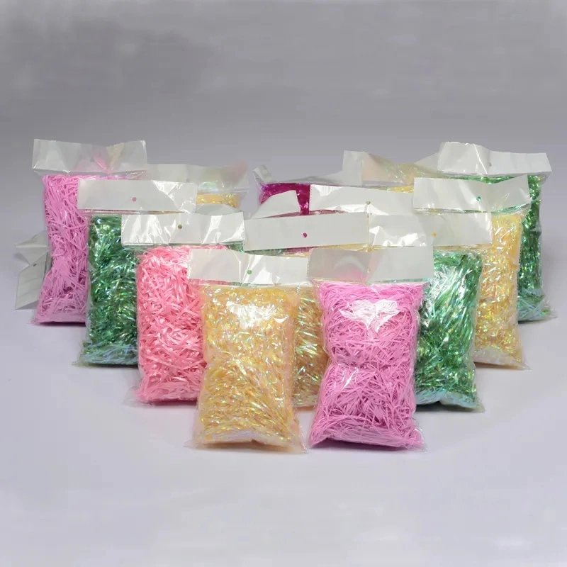 PP Iridescent Shredded Paper Basket Paper for Gift Packing Plastic Gift Filling for Perfume Cosmetics Christmas Box Filler