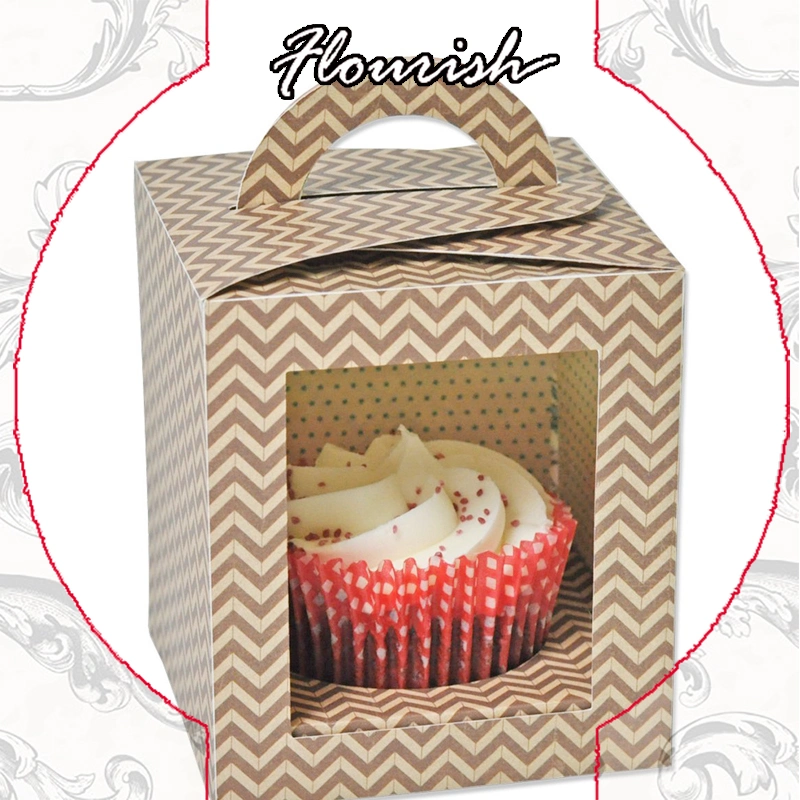 Custom Pack Cup Cake Paper Packaging Bakery Swiss Roll Dessert Sweet Pastry Cupcake Box with Window