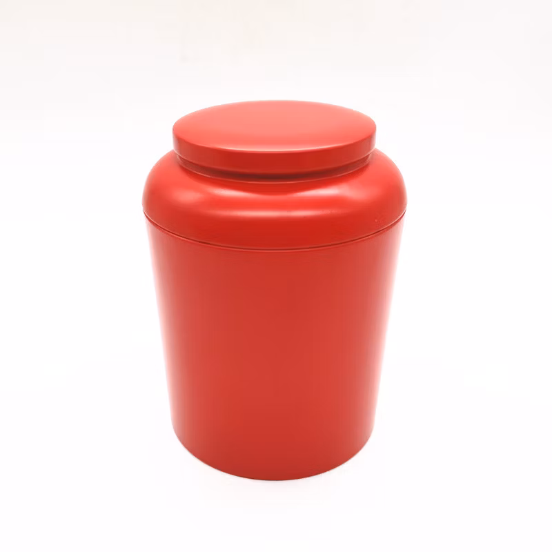 Pure Color Round Tea Tin with Slip Lid Cylindrical Tea Canisters Tea Box 1kg Capacity Big Volume