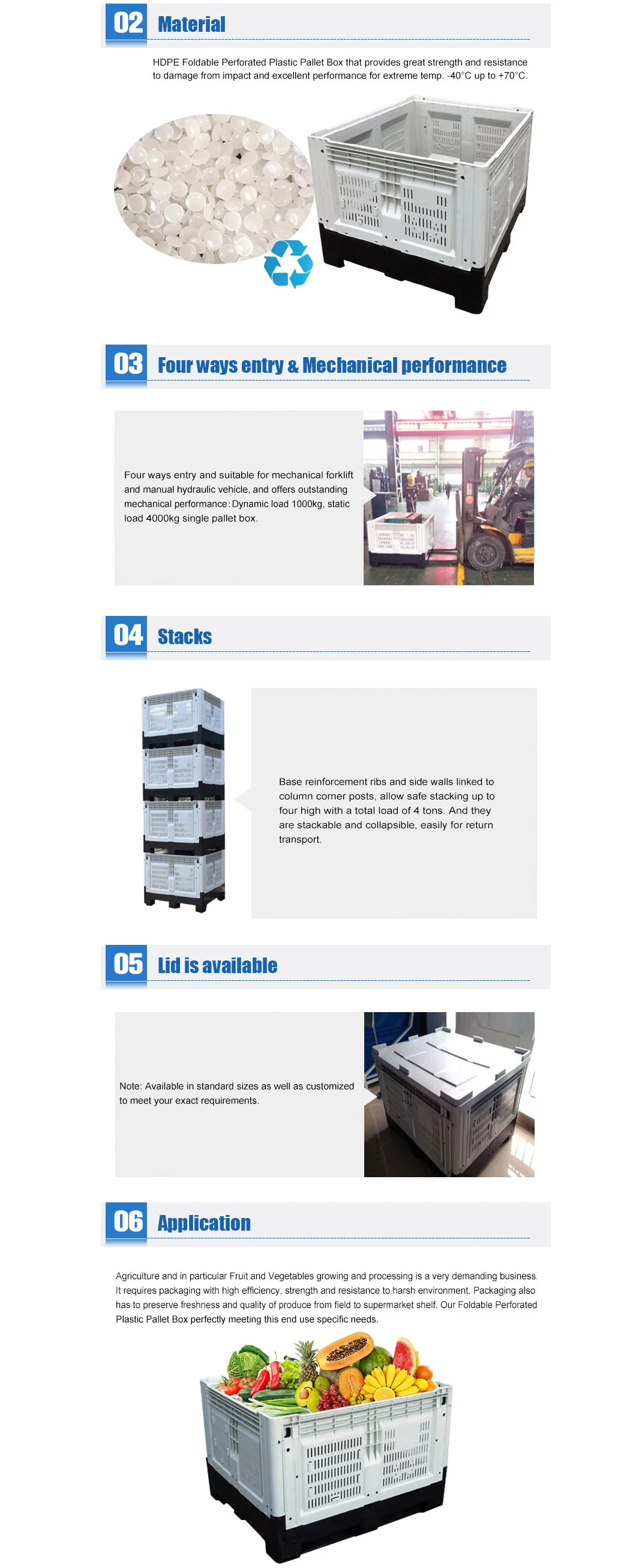 1200*1000 Vegetables Mesh Folding Plastic Pallet Box for Sale