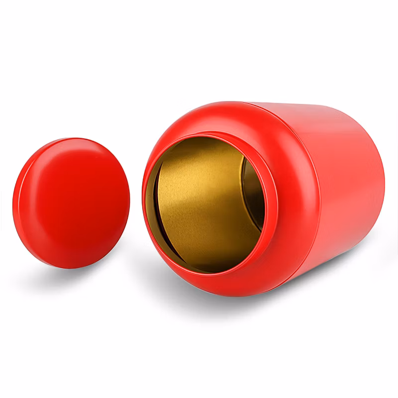 Pure Color Round Tea Tin with Slip Lid Cylindrical Tea Canisters Tea Box 1kg Capacity Big Volume