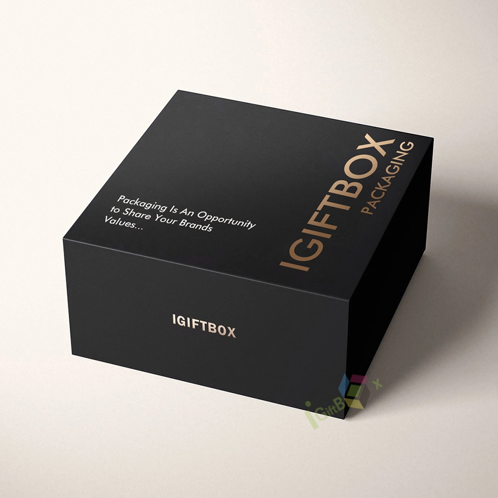 Custom Logo Personalized Foldable Cardboard Folding Black Paper Packaging Luxury Gift Box