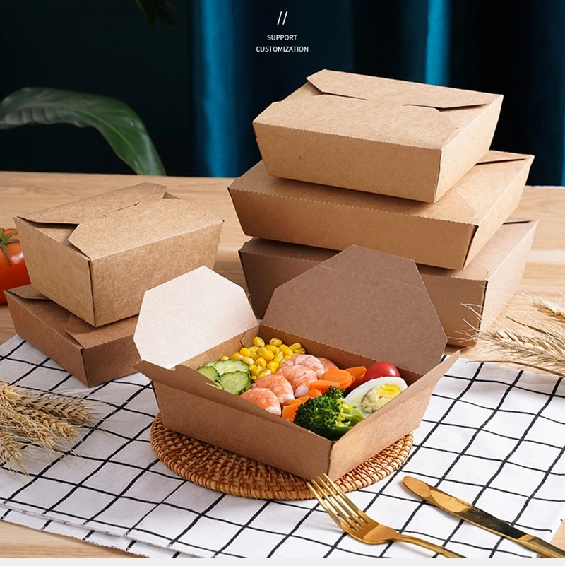 Sushi Fruit Street Chicken Food Paper Kraft Lunch Brown Salad Box Custom Logo Takeaway Packaging with Window