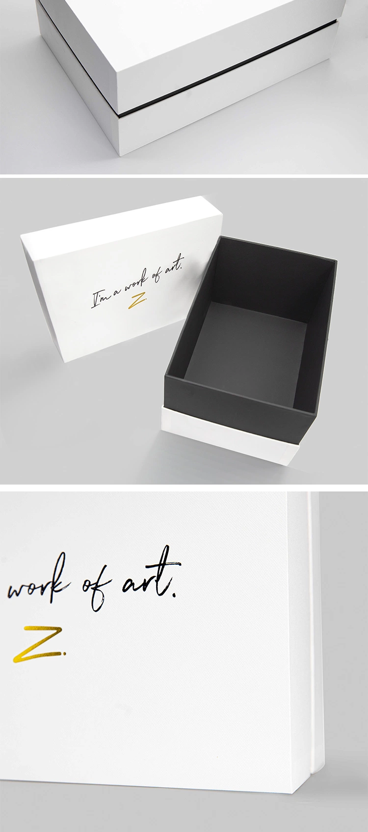 Custom Luxury High Quality Rigid Cardboard Packaging White Removable Lid Paper Gift Boxes with Neck