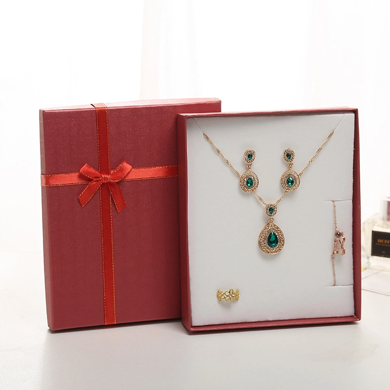 Jewelry Gift Boxes Set Small Cardboard Jewelry Boxes Packaging Necklace Earring Ring Box with Bow Knot Lids for Anniversaries Wedding Birthday