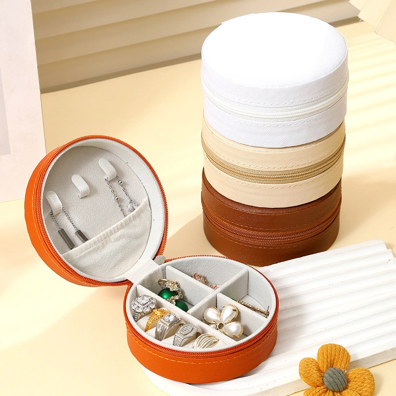 Jewelry Zipper Box Luxurious Boxes Jewelry Zipper Travel Case Simple PU Leather Earrings Jewellery Storage